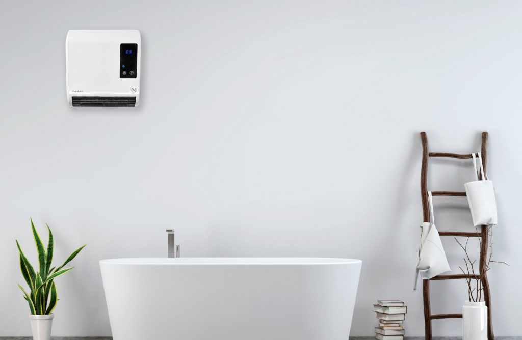 Stylish modern bathroom with wall mounted heater