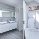 Stylish modern bathroom with heater